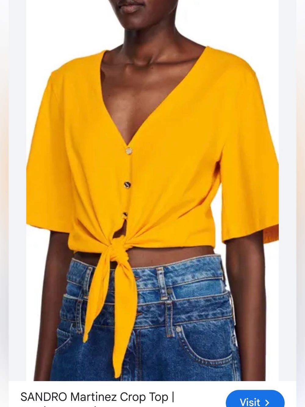 Sandro🇫🇷  Cotton  Tie-Front Crop Top
